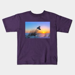 Red Winged Blackbird at Sunset Kids T-Shirt